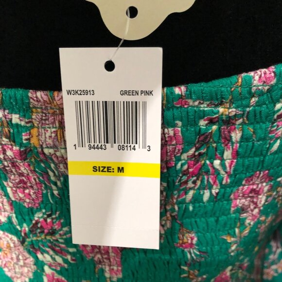 B.O.G Collective Green & Pink Floral Square Neck Smocked Long Sleeve Blouse M - Picture 3 of 8